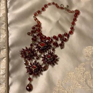 Red and gold exotic / Boho beaded necklace